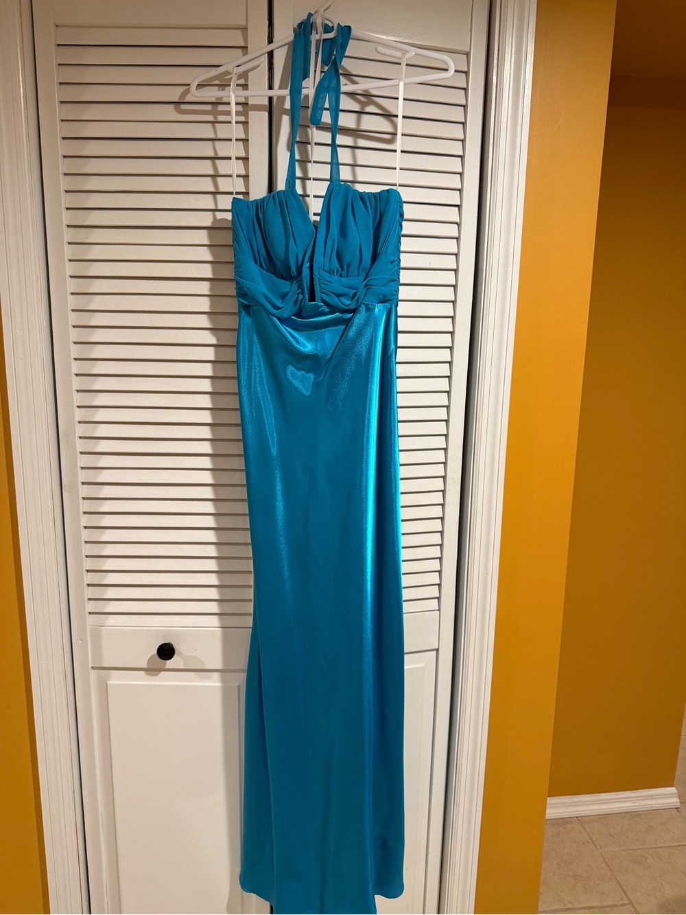 Teal Halter Evening Gown - Elegant Women's Dress